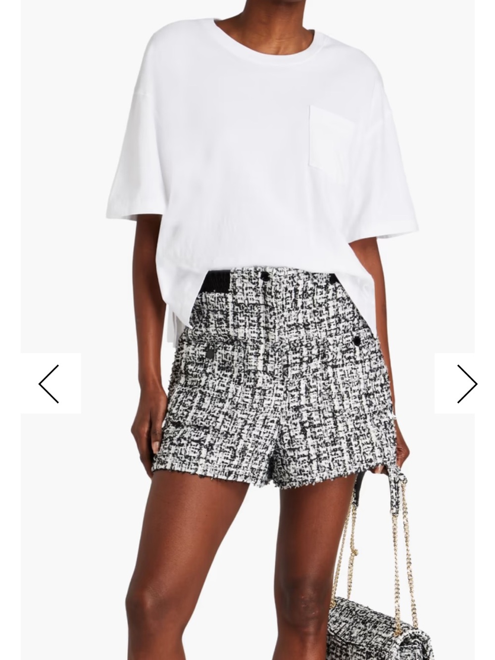 SANDRO Women’s black and white check tweed shorts FR/EU Size 34 XS Chanel inspo